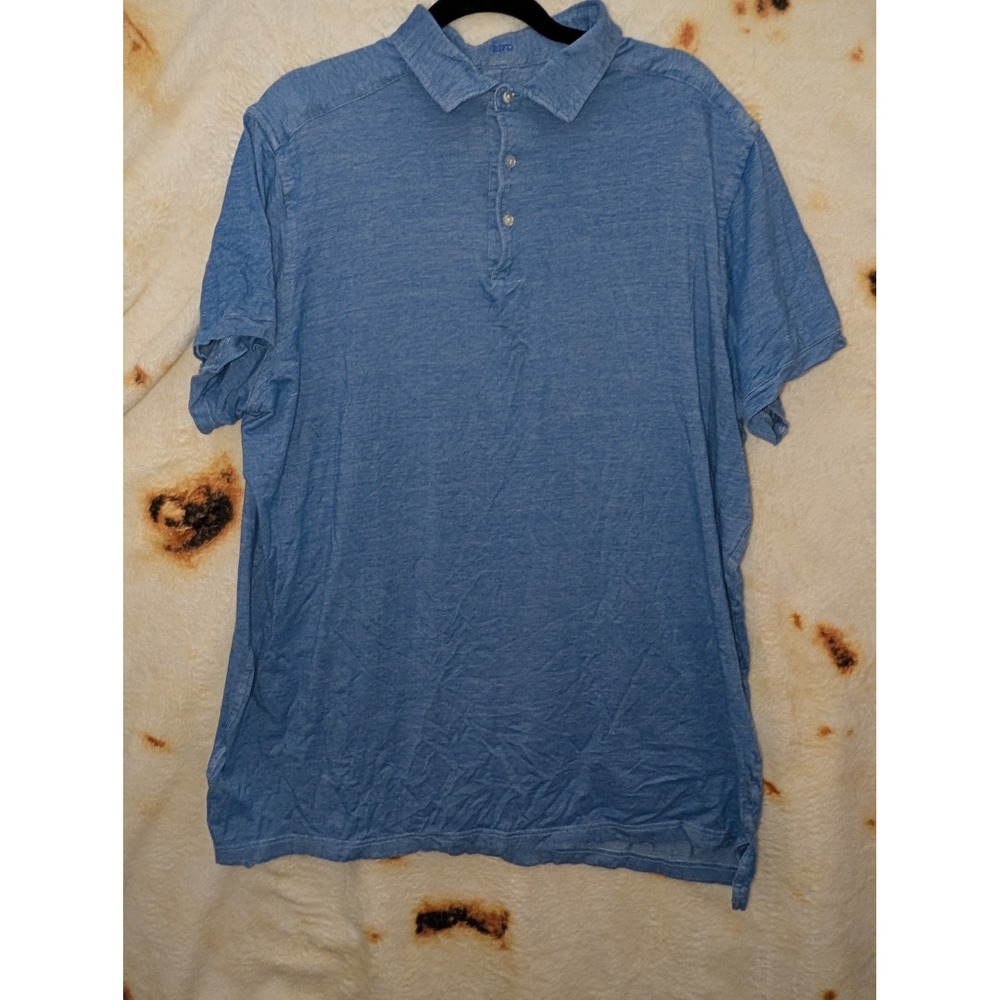 Proper Cloth Polo Shirt Mens XL Blue Cotton Tencel Short Sleeve MFD Monogram